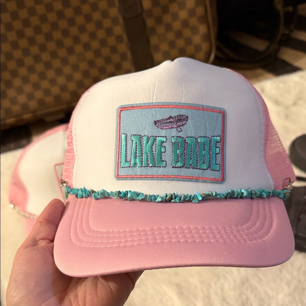 Lake Babe Pink and White Trucker Hat